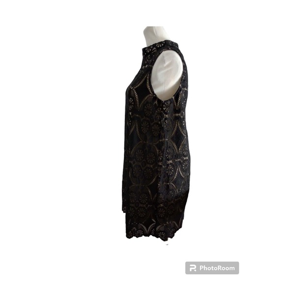 Umgee 60s 80s Black Lace Shift Dress Nude Lining Halter A Line Shift Size S Goth - Picture 4 of 9